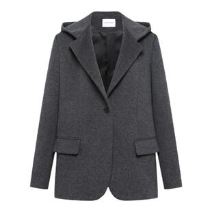 JAC FLEURANT【赵露思同款】灰色连帽全羊毛休闲西服外套女百搭