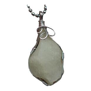 利比亚黄金玻璃陨石原石 男女吊坠项坠挂件银链包裹标本