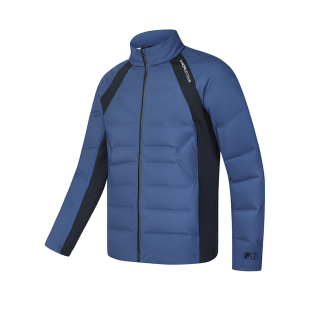 FILA 斐乐官方男士轻薄羽绒服2024冬新款高尔夫运动基础拼色外套