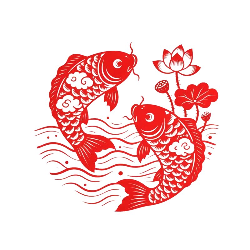 中国风鲤鱼荷花墙贴客厅窗户门窗装饰贴纸红色剪纸马年窗花自粘贴