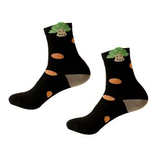 米吉诺拉 无骨立体蘑菇可爱小熊ins长袜卡通纯棉吸湿中筒袜子女