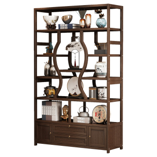 博古架展示新中式茶叶展示柜现代简约多宝阁摆件茶室茶具置物架子