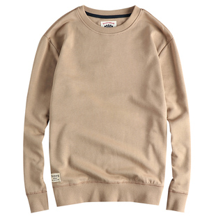 春秋美式复古纯色卫衣男水洗毛圈棉舒适宽松百搭时尚青年圆领长袖