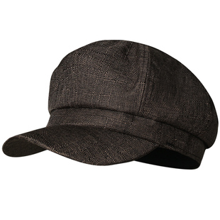 棕色帽子男士高端棉麻春夏透气大头八角帽复古列宁侦探帽鸭嘴帽秋