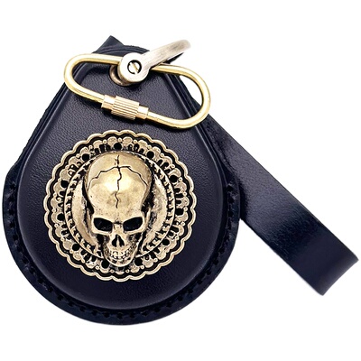 哈雷摩托车真皮复古铜标钥匙套 X48 883 肥仔感应钥匙扣牛皮 大道