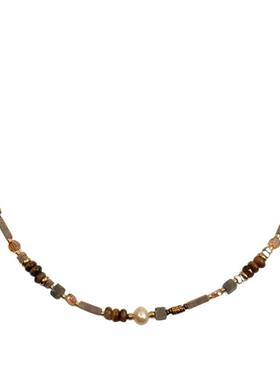 天然石铜镀真金女美拉德复古项链