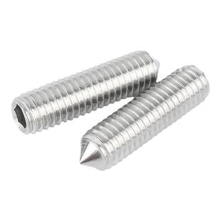 201/304不锈钢内六角尖端紧定螺钉无头机米螺丝尖头顶丝M2-M16