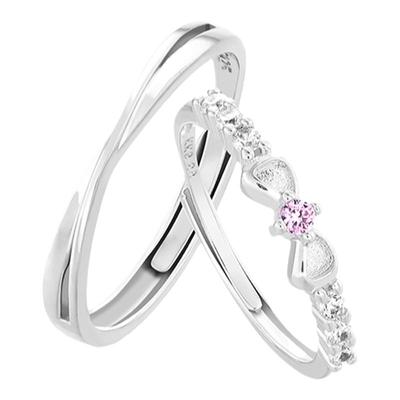 KOOKISS S925银 为你心动轻奢小众高级蝴蝶结可调节纯银情侣对戒