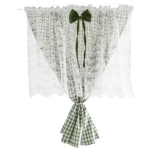 鸢尾乡旅窗帘半帘美式门帘水波幔穿杆帘柜帘帘咖啡帘半遮光格子