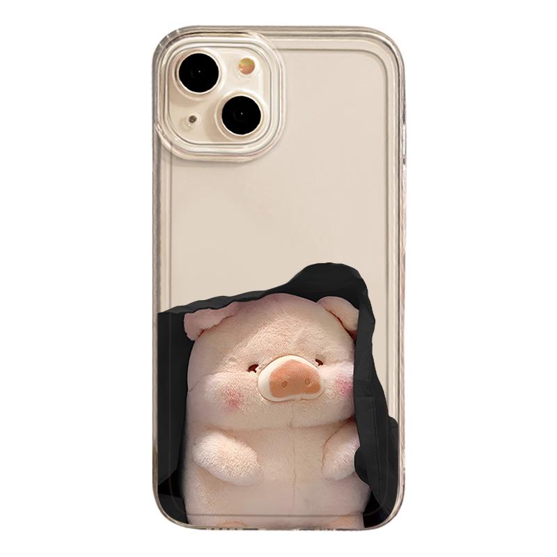可爱lulu猪适用苹果16手机壳iphone15promax猪猪14plus情侣13mini小猪12新款11创意x男8女xr透明xs硅胶7套se