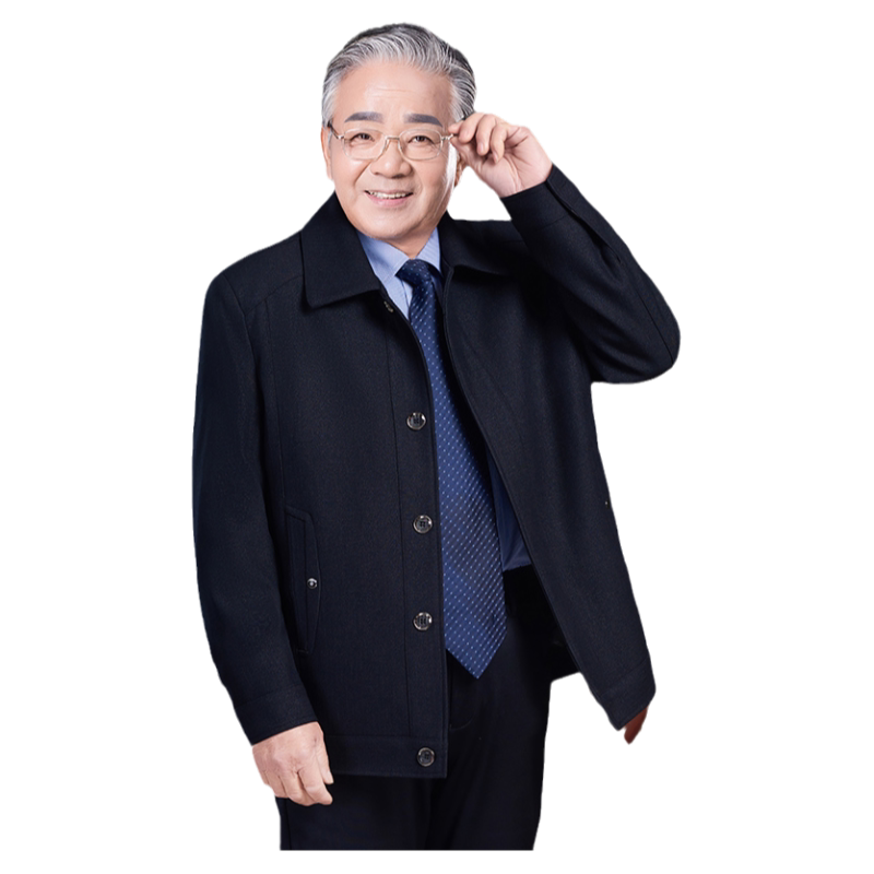 中老年夹克豹比罗翻领春秋