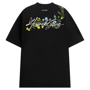 [章若楠同款]404MOB手写花卉刺绣短袖T恤男女款美式宽松凉感防晒t