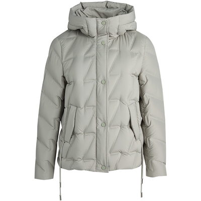 LANDI灰菱连帽轻量90鹅绒服