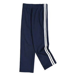 中小学生校服裤子一条杠深蓝藏青色男女童秋冬两道三道杠运动加绒