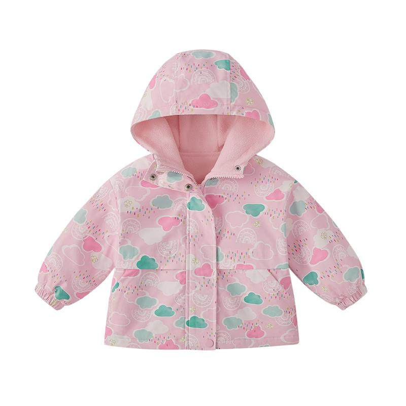 [三防抑菌远红外]男童户外冲锋衣宝宝秋冬加绒上衣女儿童外套秋装