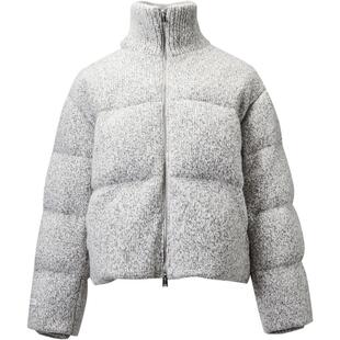 商场同款 宝姿PORTSPURE女装2025秋冬新品浅灰针织花纱立领羽绒服