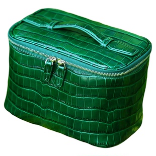 鳄鱼纹真皮手提化妆包女轻奢便携洗漱包大容量旅行化妆品化妆包
