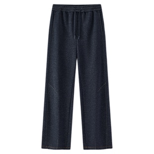 森马休闲裤男冬季仿牛仔宽松弧形裤2025新款垂感松弛阔腿裤子流行