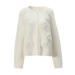 NON RESTRAIN法式精致重工绣花羊毛针织开衫女高级感圆领毛衣外套