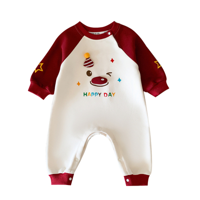 婴儿衣服加绒男宝宝连体衣