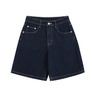 pusumede 随性不设限 原色牛仔裤女宽松中裤直筒阔腿裤休闲五分裤