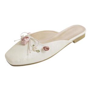 羊皮版~国风平底气质法式晚晚鞋温柔包头半拖鞋女夏2024新款半托