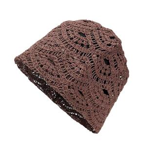 手工钩花堆堆帽女透气镂空帽子复古手工帽显脸小包头帽