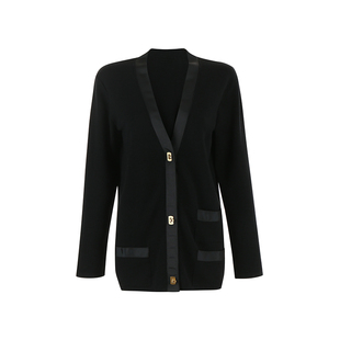 BettyChow黑金系列又一力作经典书包扣刻字桑蚕丝细羊毛轻薄开衫