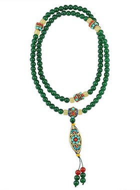 新中式国风蜜蜡黄色串珠项链长款