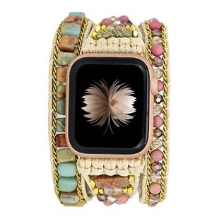 天然石复古双圈麻绳编织金属iwatch表带适用applewatch苹果手表S8