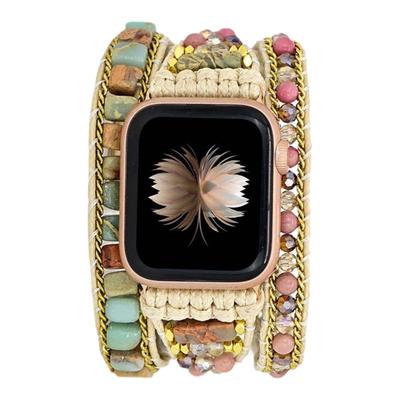 天然石双圈麻绳适用iwatch表带