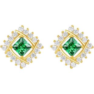 周六福耳钉女几何耳饰S925银黄金色小众本命年礼物送女友