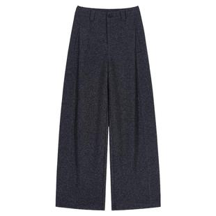 加绒阔腿裤子女冬季新款羊毛迷雾灰糯米裤加厚弯刀裤女款直筒裤子