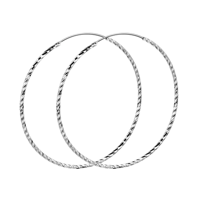 老银匠925纯银多尺寸钻光耳圈