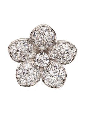 晚宴珠宝纯银超闪高碳钻花朵戒指