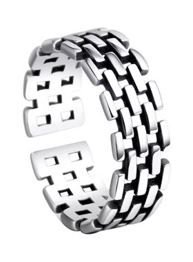 时尚可调节泰银戒指简约开口复古