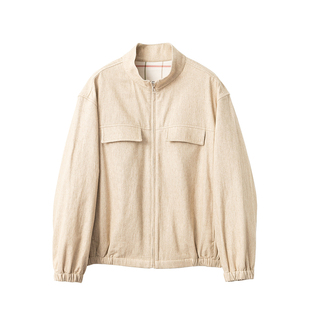 意奢LP 老钱风短款亚麻夹克男 秋季男宽松立领亚麻夹克静奢风外套
