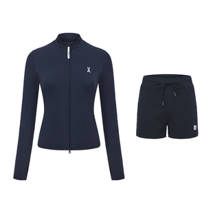 【百亿补贴】安欧兔冰皮美高修身防晒衣套装女上衣运动服跑步短裤