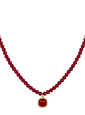 JAY复古毛衣项链女款红色玛瑙
