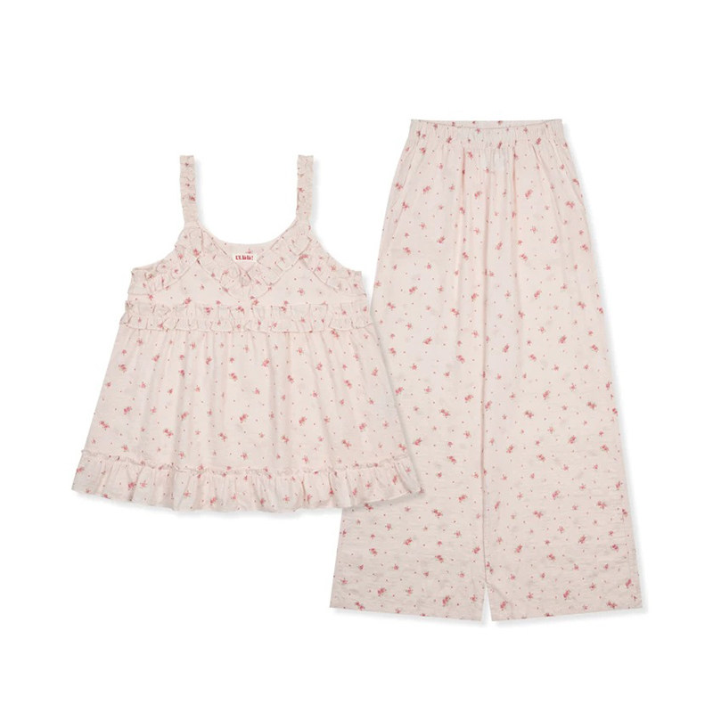 Ullala夏季碎花吊带家居服套装女