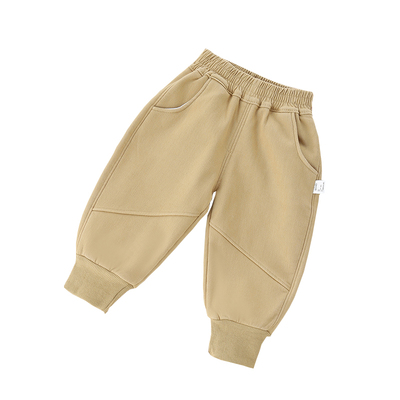 宝宝加绒裤子纯棉薄绒休闲卫裤