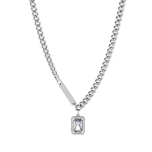 GuangYu简约方糖吊坠钛钢古巴项链男潮酷嘻哈小众设计颈链锁骨链