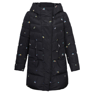 邢氏女装冬季连帽羽绒服女中长款宽松大码妈妈加厚白鸭绒保暖外套