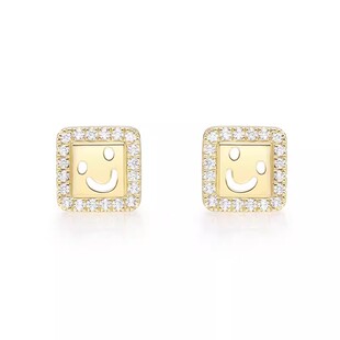 何方HEFANG笑脸锆石耳钉轻奢高级周雨彤多巴胺时尚叠戴耳环耳