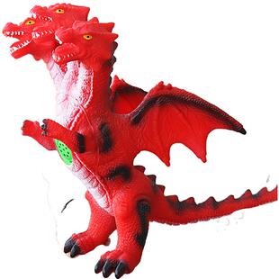 大号软胶恐龙玩具电动发声霸王龙三头龙儿童搪胶仿真动物模型玩偶