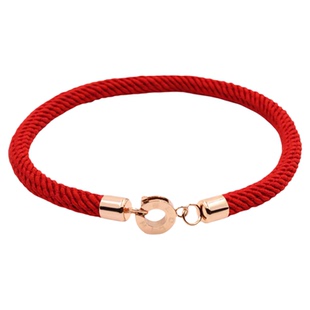 钛钢镀18k玫瑰金本命年红绳手链幸运手绳手工编织男女情侣粗3/4毫