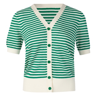 LAURELINE/洛瑞琳绿色针织短衫年夏季新款百搭简约外套开衫女