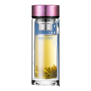 英国宝威玛纯钛双层玻璃杯高档耐冷隔热透明泡闷水杯茶水分离杯