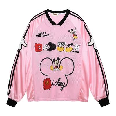 阿荒与阿卤美式复古卡通趣味长袖T恤宽松潮米Jerry情侣款球衣运动