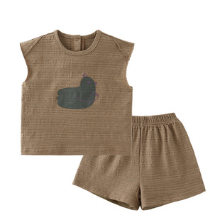 modomoma【回归线】小童衣服夏季男宝宝短袖T恤短裤镂空透气套装